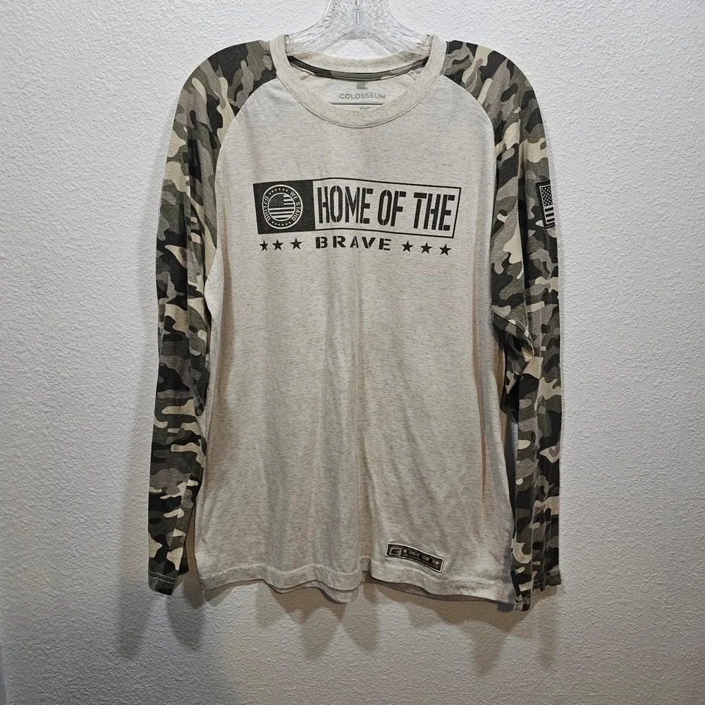 Home of the Brave Long Sleeve Camo T-Shirt‎ Men's Size XL